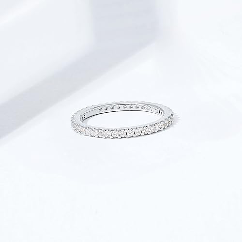 Miniatura 4 de Tienda Essentials Rhodium Plated Single Row Pave Stackable Eternity Ring