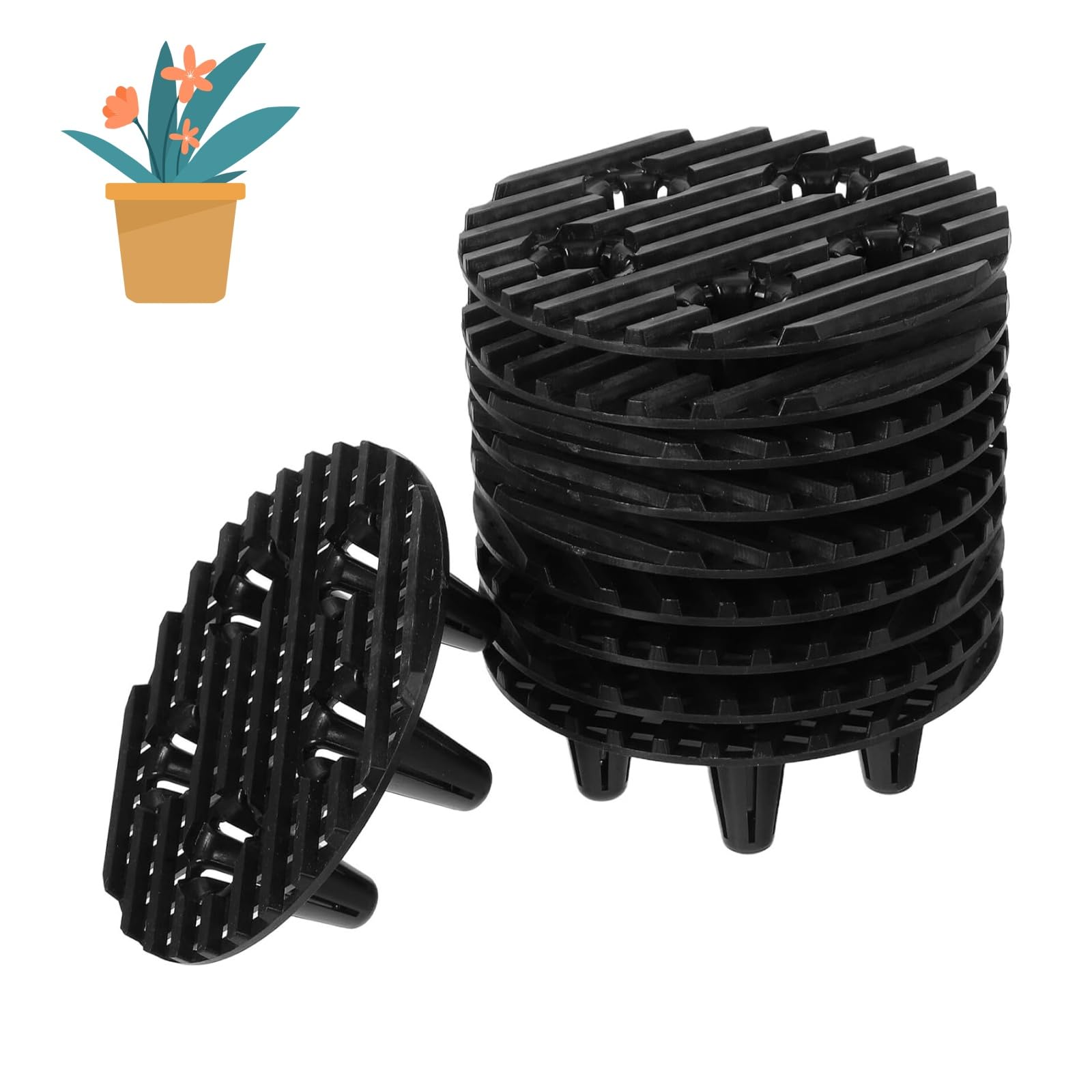 SOYUZERISH 10/20Pcs Plastic Plant Pot Risers Inserts 10Cm Round Flower Pot Feet Supports for Indoor and Outdoor Pot Feet to Prevent Root Rot and Airflow