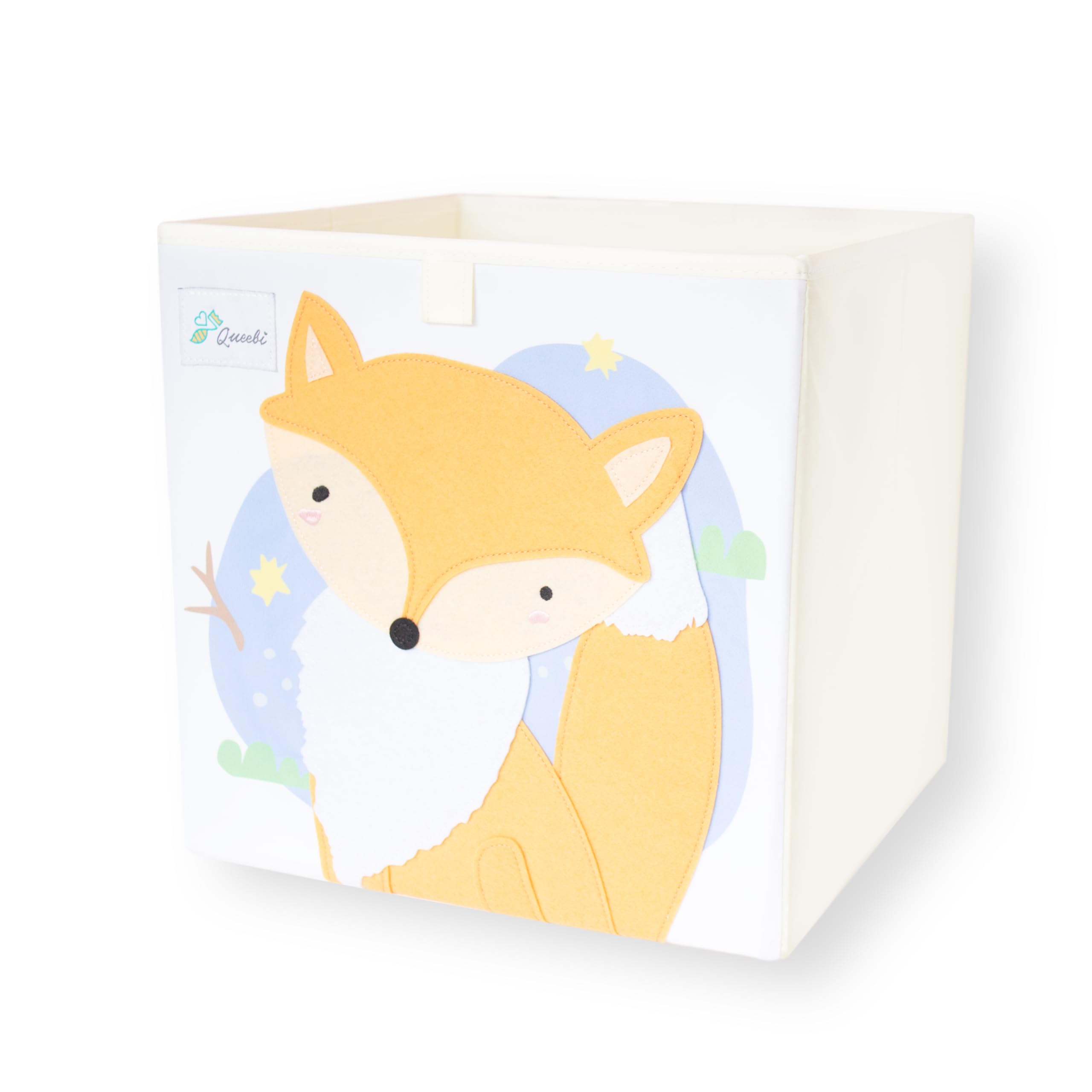 Queebi Fox Storage Cube- Organizer for Nursery, Playroom, Bedroom, Closet. Foldable Box 13x13x13 inches. Children's Toy Box, Diaper Caddy, Clothing