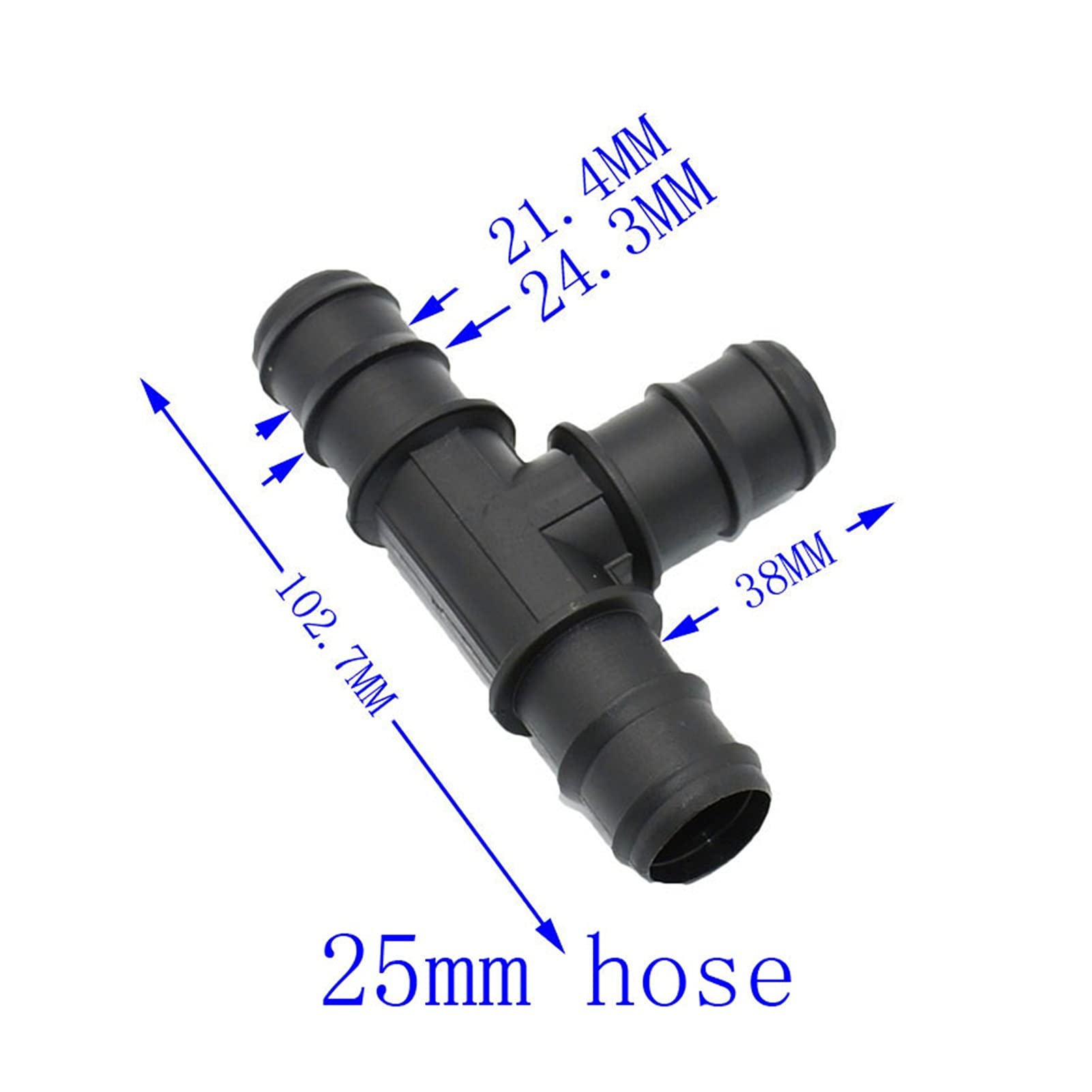 Tubo da Giardino da Cucina 25Mm Tee Barb Connettore per Tubo Flessibile Connettore a T per Acqua Irrigazida Giardino Distributore Di Acqua per Giardino Raccordo per Tubo da 20 Pezzi/T da 25 Mm
