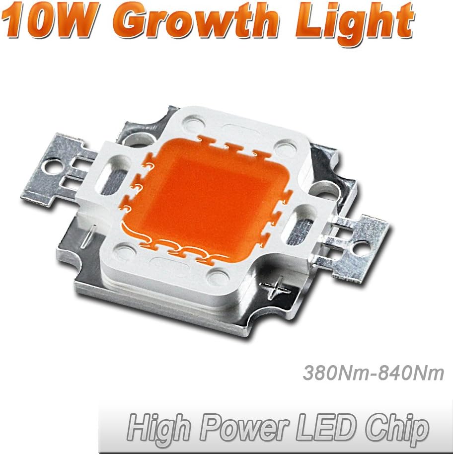 (20 Pcs) Hontiey High Power LED Chip 10W Full Wavelength Light 380-840Nm Bulbs 10 Watt Beads DIY Spotlights Floodlight COB Integration Lamp SMD Stage Lights