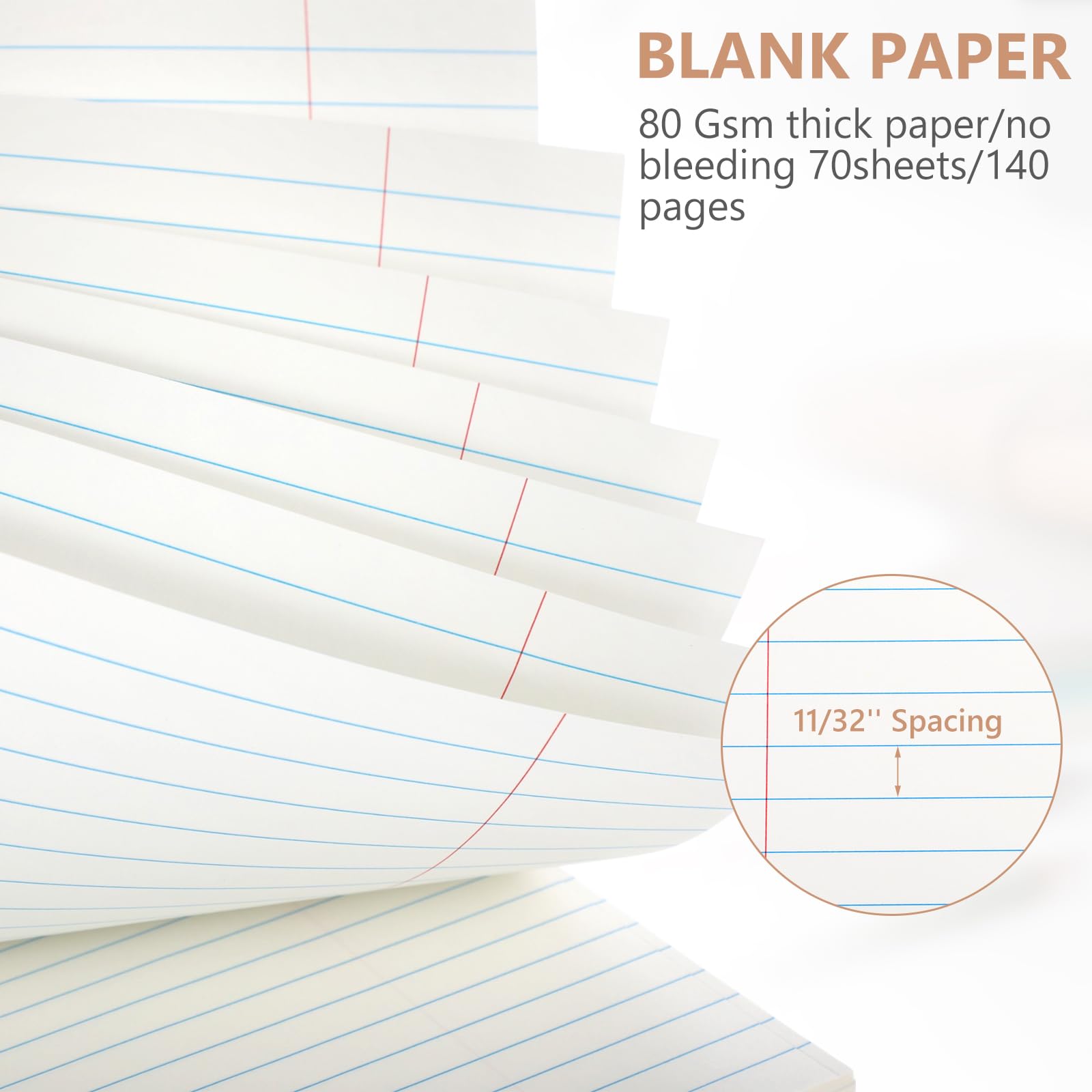 Resurhang Lot de 6 cahiers Steno de bureau à reliure supérieure de 21,6 x 27,9 cm, larges lignes, double face, papier blanc fiable, 70 feuilles/bloc de couleurs pastel pour écrire des notes scolaires