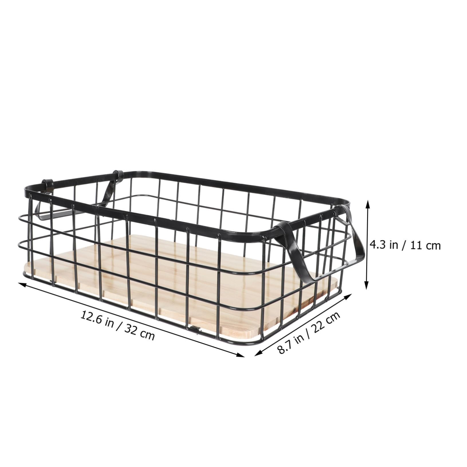 SOLUSTRE 1Pc Decorative Black Iron Kitchen Storage Basket with Two Handles Versatile Organizer for Fruits Snacks and Sundries Lightweight and Easy to Move