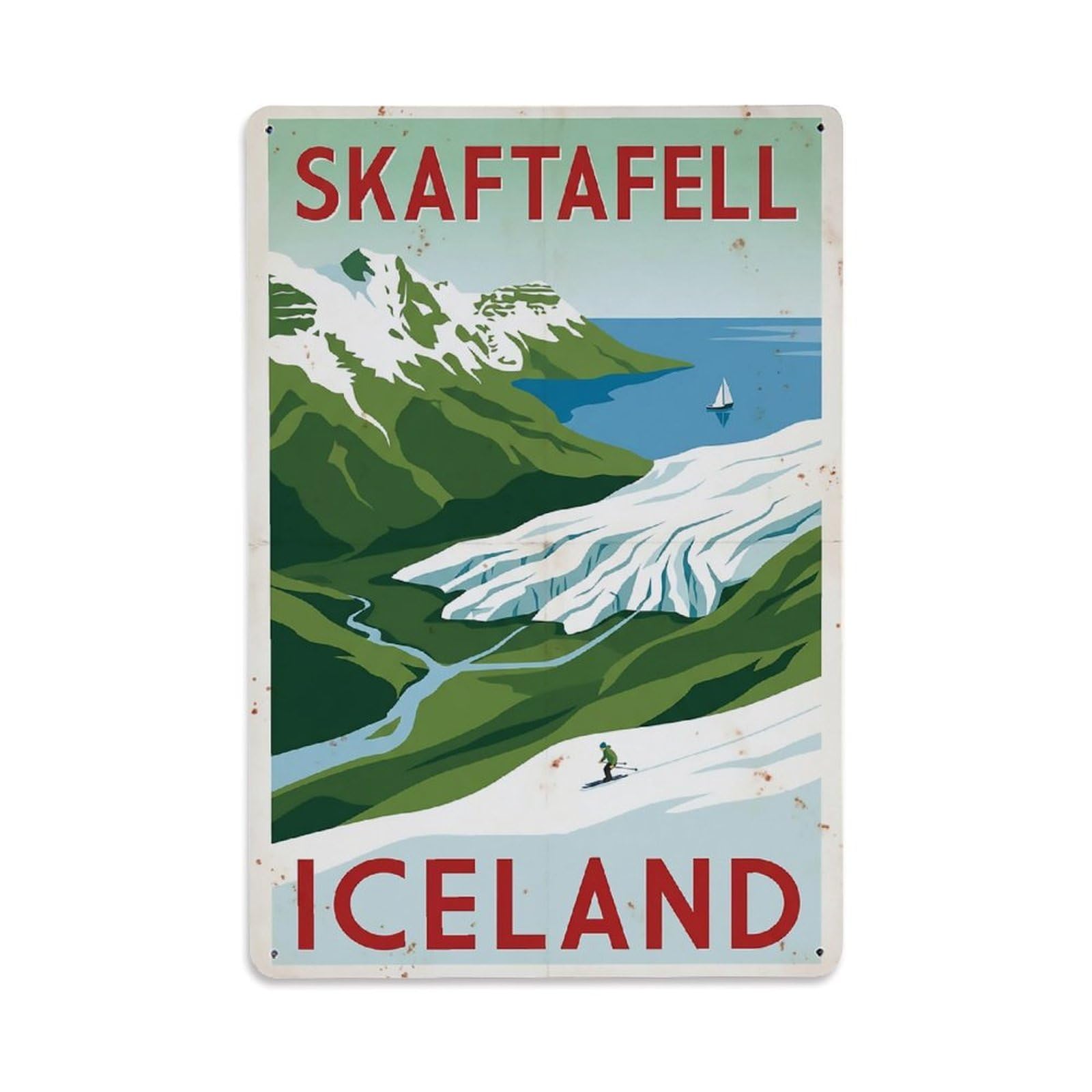 Vintage Travel Skaftafell Iceland Park Metal Tin Sign