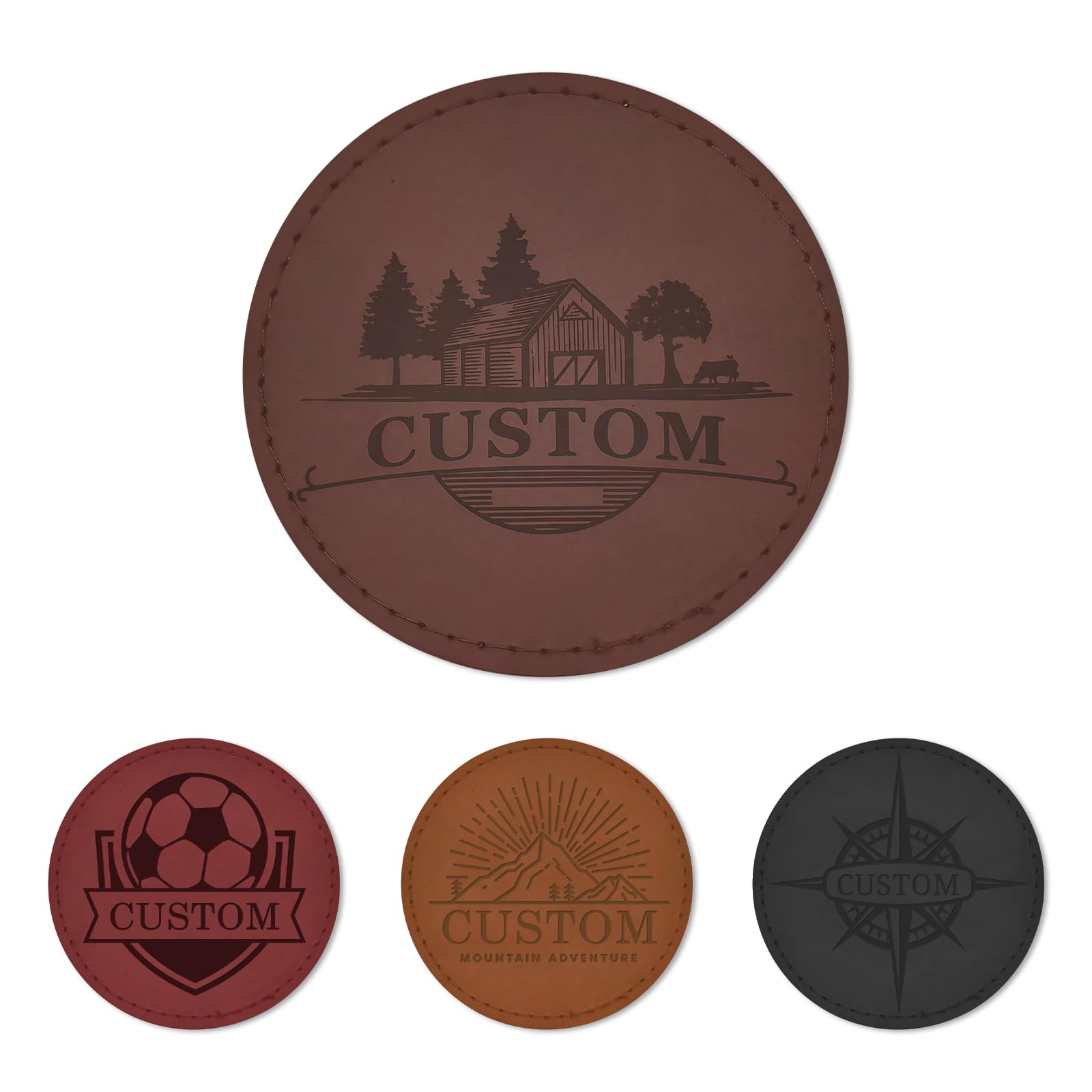JCYIF Custom Leather Patches for Hats - Personalized Laser Engraved Leatherette Labels Iron-on, Hook & Loop - Unique Gift for Hats Bags Jackets