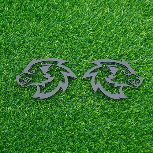 Image of Pair Set Wolf Car Emblem Badge Angry Eye Custom Truck Fender Side Rear Decal Sticker (Matte Black)