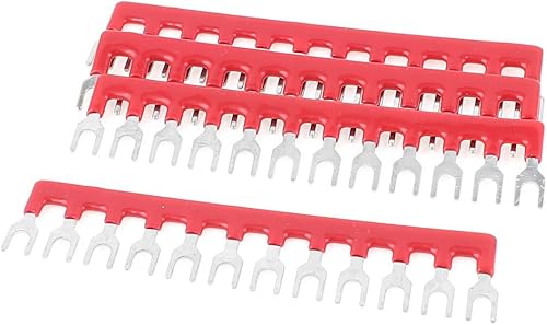 IIVVERR 4 tiras de terminales de barrera de 400 V 10 A en forma de horquilla de 12 posiciones, color rojo (4 piezas 400 V 10 A forma de horquilla 12
