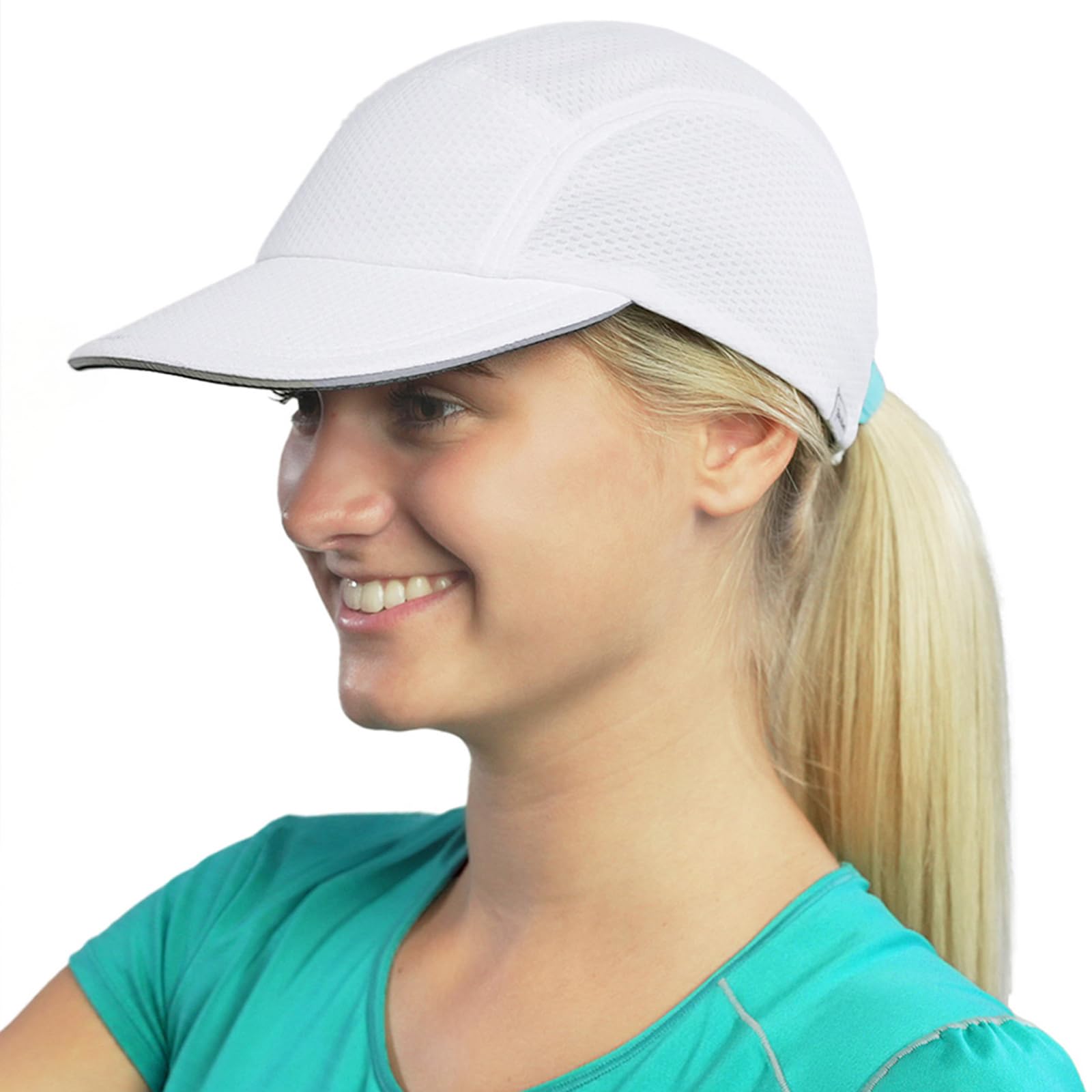TrailHeads Sommer-Laufmütze für Damen mit weicher Schaumstoffkrempe und reflektierendem Rand, schnell trocknende Kappe mit 5-Panel-Design