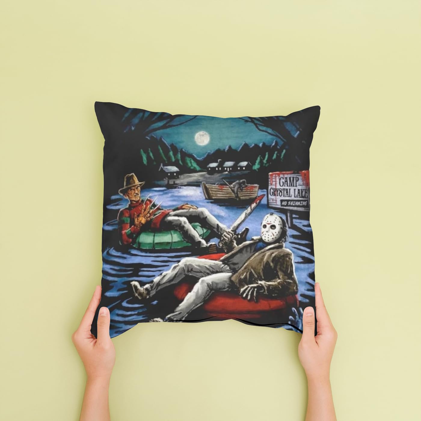 Jason Voorhees Freddy Krueger Venerdì 13 Halloween Horror Federa per cuscino | Idea regalo unica decorazione per la casa | 45 x 45 cm 45,7 x 45,7 cm | Freddy vs Jason