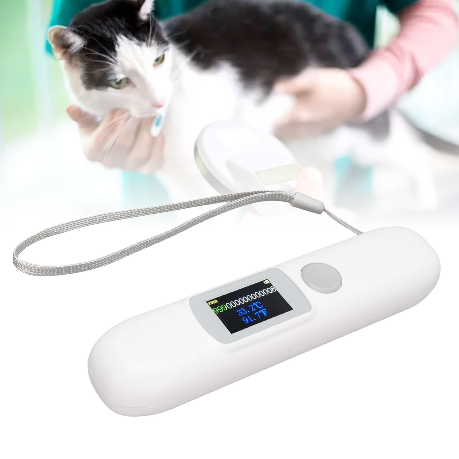 RiToEasysports Scanner per Microchip per Animali Domestici con Monitoraggio della Temperatura, Lettore per Chip ISO FDX B, Display a Colori per Veterinari e Proprietari di Animali Domestici
