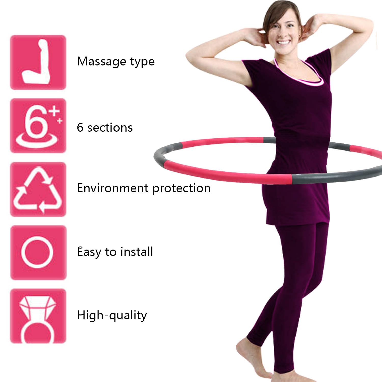 1,8 kg, hula hop, dla dorosłych, do odchudzania, wzór fali, dla zaawansowanych, 6-częściowych i 100 cm, do domu, hoola hop, fitness