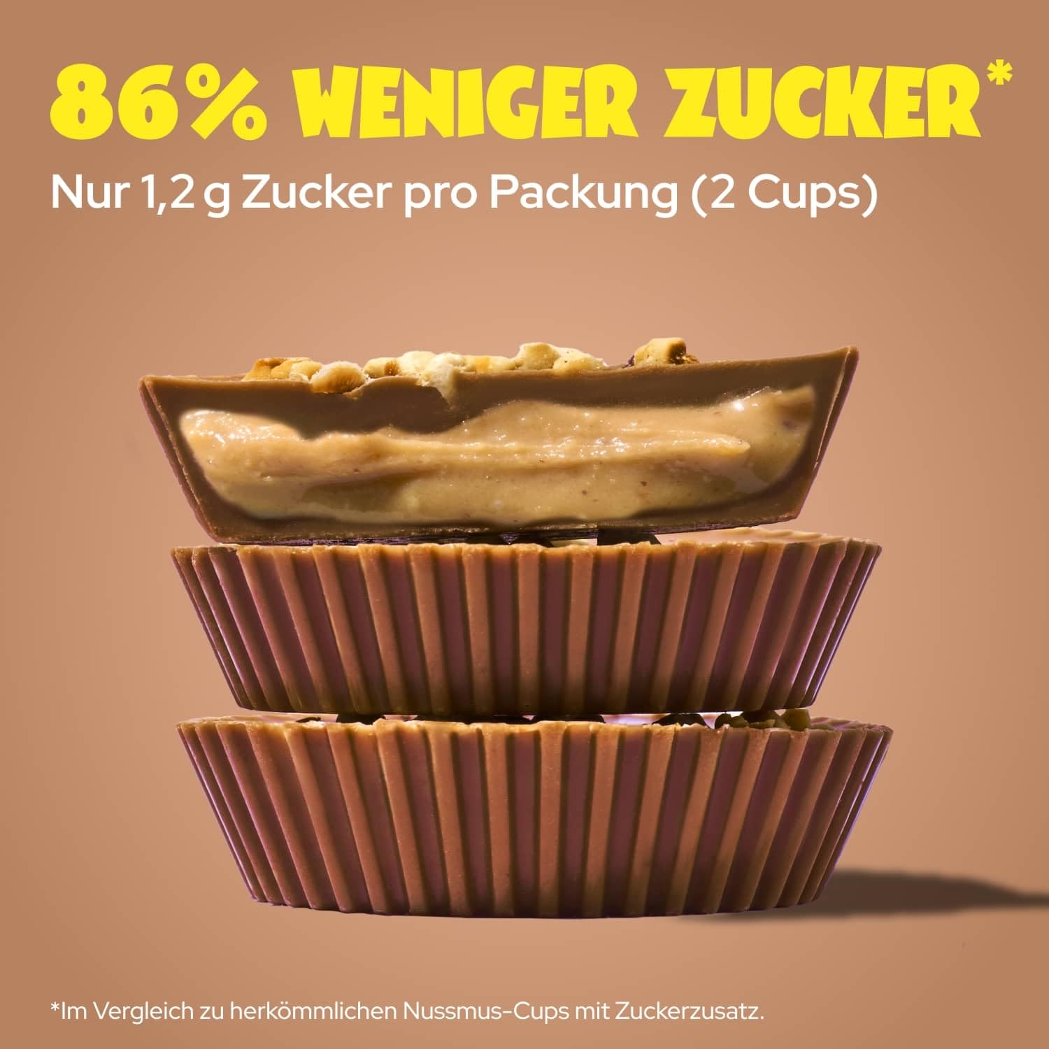 ahead High Protein Hazelnut Butter Cups | 9,4g Protein pro Pack | Milchschokolade & Haselnuss | 12 x 34g | Ohne Zuckerzusatz | Ohne Palmöl | Glutenfrei