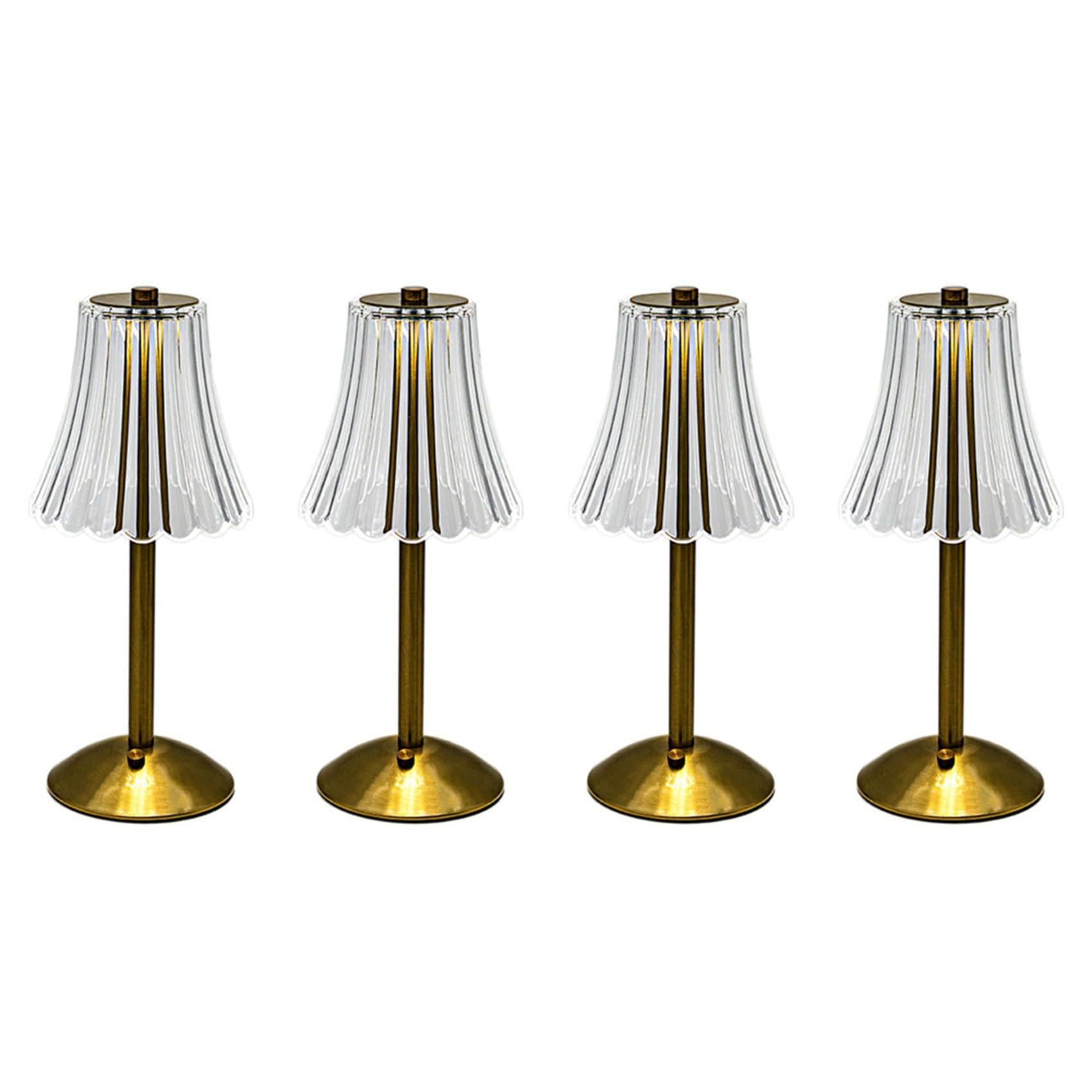 Vjsujehgy 4X LED Crystal Decorative Table Lamp 800MAh Rechargeable Atmosphere Night Light 3-Levels Brightness for Restaurant Cafe