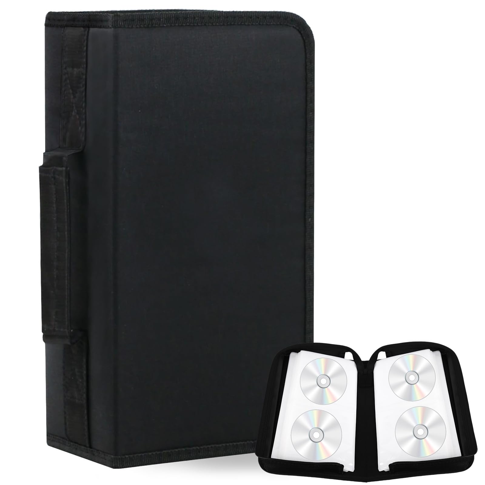 CD Storage Bag Organizer, 128 Disc Capacity DVD CD Holder Case with Zipper Closure and Carry Handle, Disc Storage Holder Bag for Home, Car and Travel Use-image-16