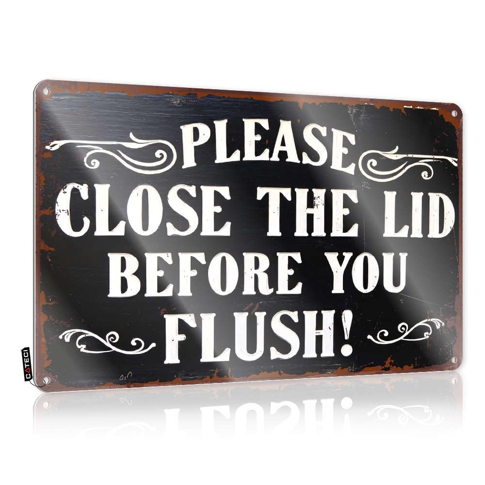 Please Close The Lid Before You Flush! Tin Metal Sign Tapestry Decorative | Stunning Bride Gift Hanging Art For Office Living Room(30X40CM)