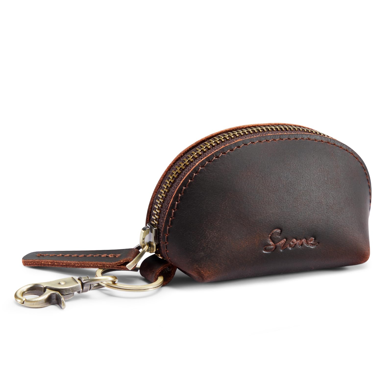 S-ZONE Small Leather Coin Purse for Women Cute Change Wallet Mini Coin Pouch Holder with Key Ring Swivel Clasp