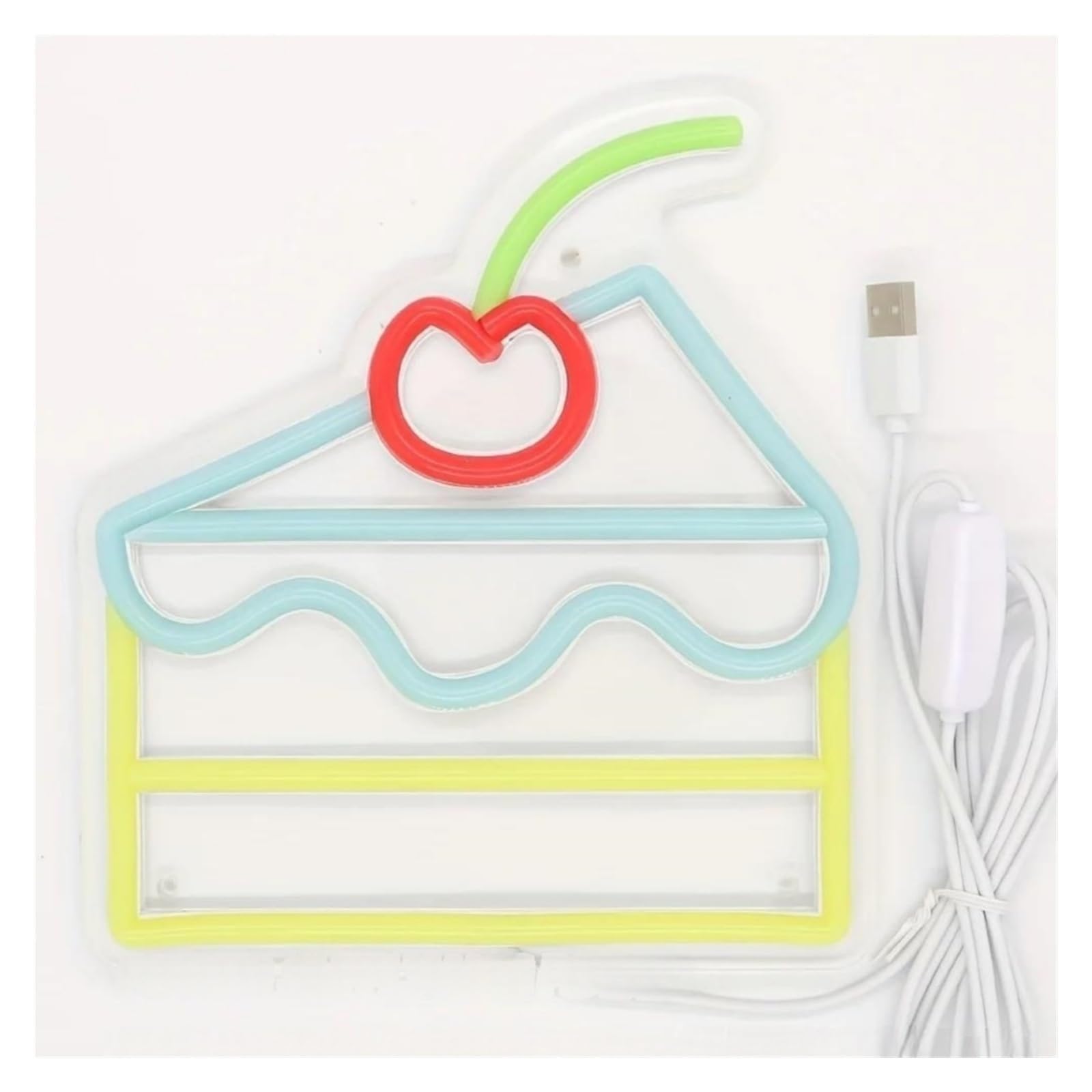 Decoración Lámparas Letrero De Neón De Pastel De Cereza, Luz De Neón Colgante De Pared Alimentada Por USB Para Postres, Panaderías, Cafeterías Y Decoración 21.96cmx23.88cm
