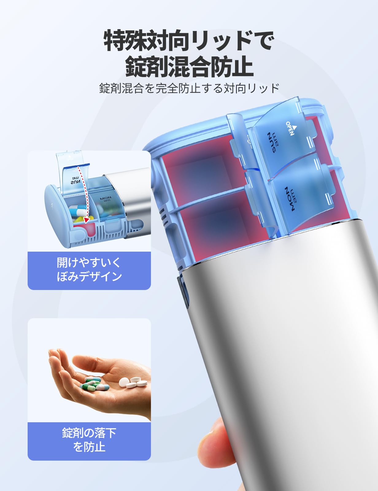 Amazon.co.jp: Vaydeer ピルケース 1週間 1日2回 薬ケース 金属製 AM