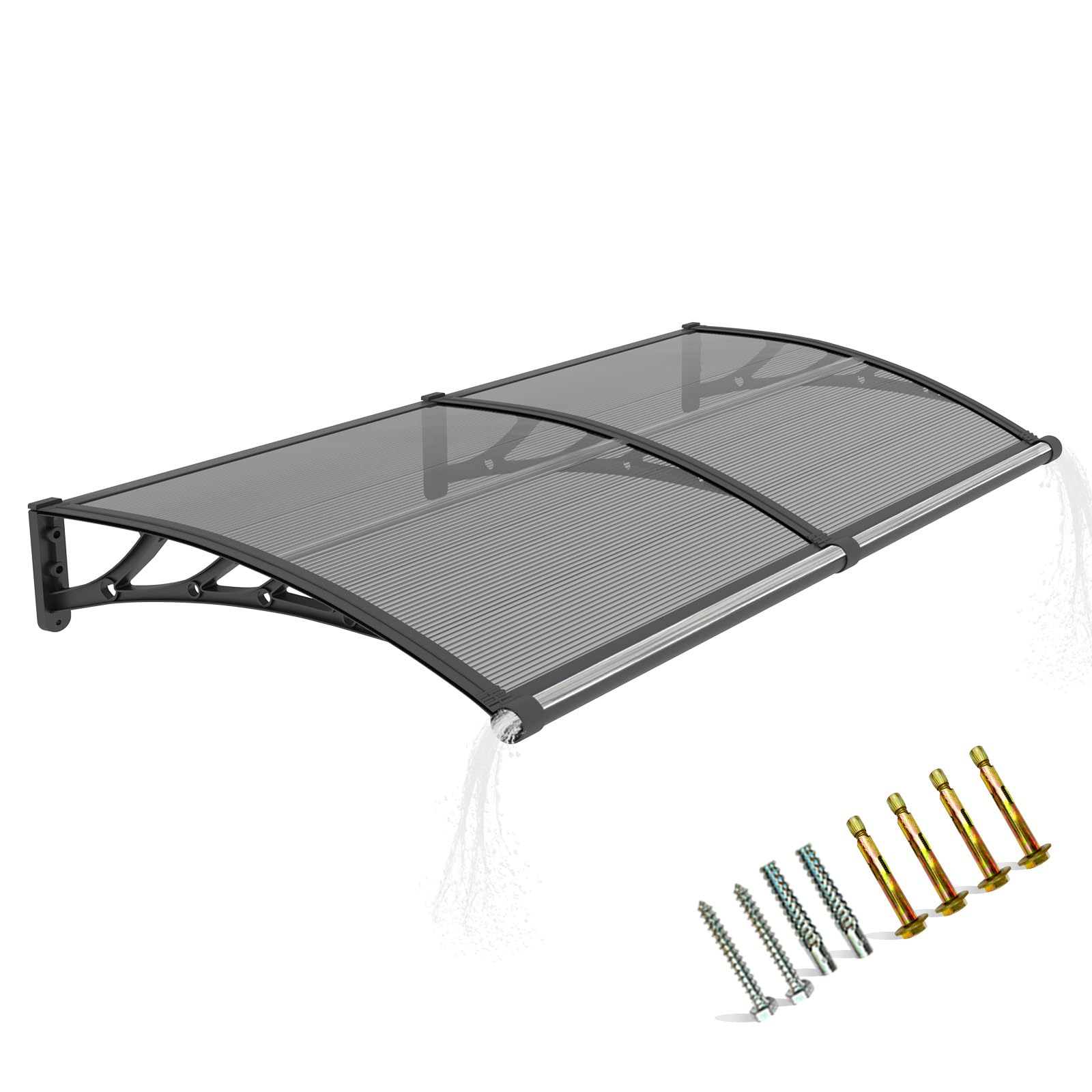 Outsunhom Awning for Door Entrance,40x80 Inch Polycarbonate Window Canopy Exterior with Drainage,UPF 50+ Rain Snow Sun UV Protection,Spliced Overdoor