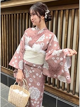 Amazon.co.jp: 古典菊浴衣セット ピンクゆかた 兵児帯 大人 花柄