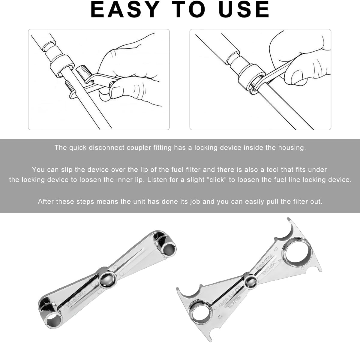 Scissor Fuel Line Disconnect Tool, 3/8 Inch and 5/16 Inch Filter Removal Tool for Quick Disconnection, 2-in-1 Metal Fuel Line Disconnect Scissors for Heater A/C Line Service