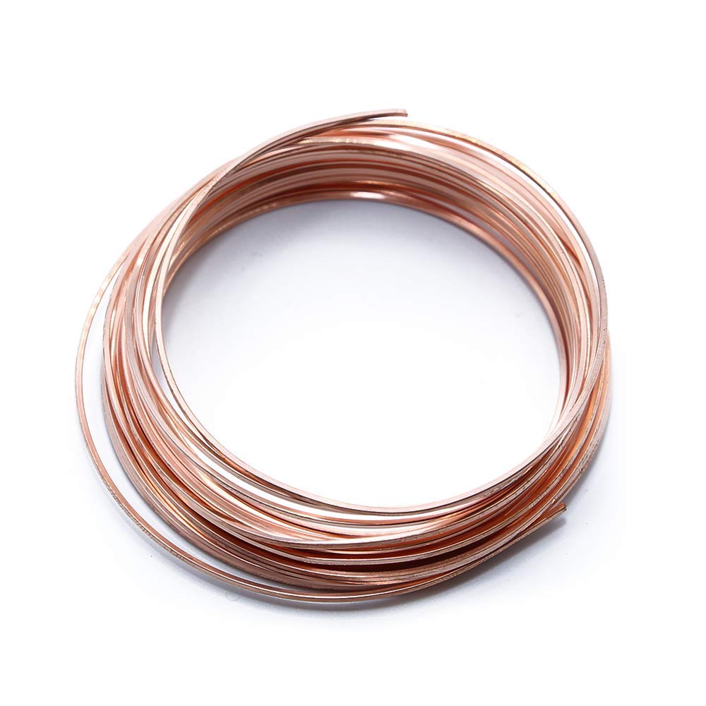 Solid Bare Copper Wire Square, Bright, Half Hard, 20 Feet, 18 Gauge (Choose 14 to 22 ga.)