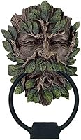 Celtic Greenman Door Knocker - Green Man Face Resin Knocker with Metal Ring, Gothic Nature Home Decor 7x4 Inch