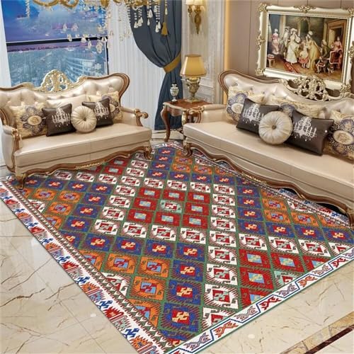 Tapis lavable en machine de style ethnique bleu - 2