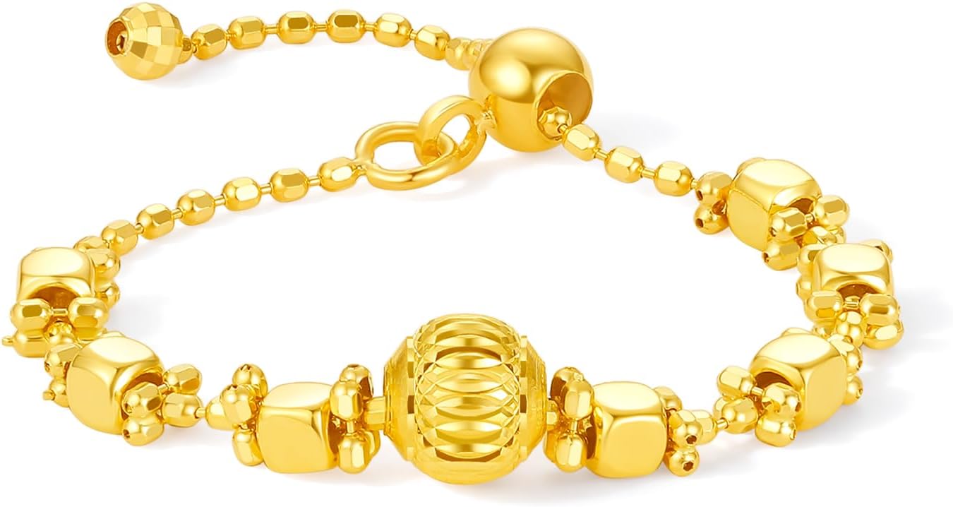 18K Yellow Gold Ball Ring for Women Adjustable Cubic Style Bead Ring Jewelry Mom Mother Rings Wedding Anniversary Engagement C0113835