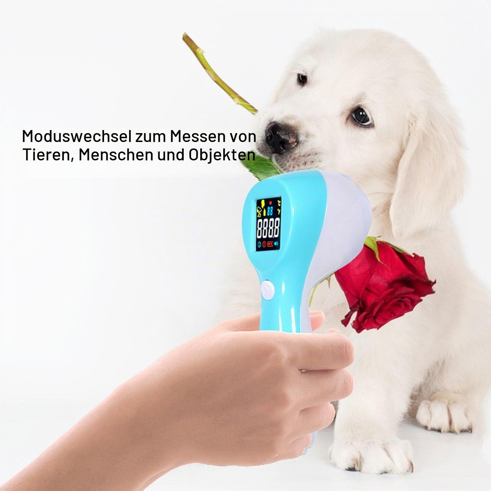 Infrarot-Thermometer, schnell, berührungslos, für Haustiere, multifunktional für Katzen, Hunde, Kühe, 2-in-1-Modus mit Speicher, geeignet für HSA
