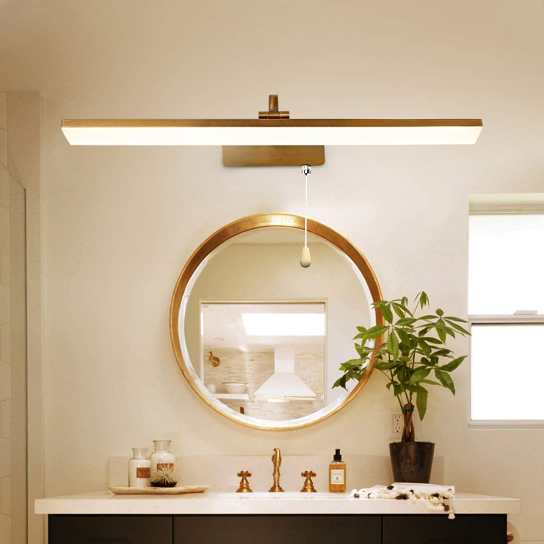 Luce specchio bagno, Lampade parete LED con interruttore, Luci specchio LED vintage Dimmerabili su apparecchi illuminazione specchi impermeabili Luce il trucco Luce anteriore specchio
