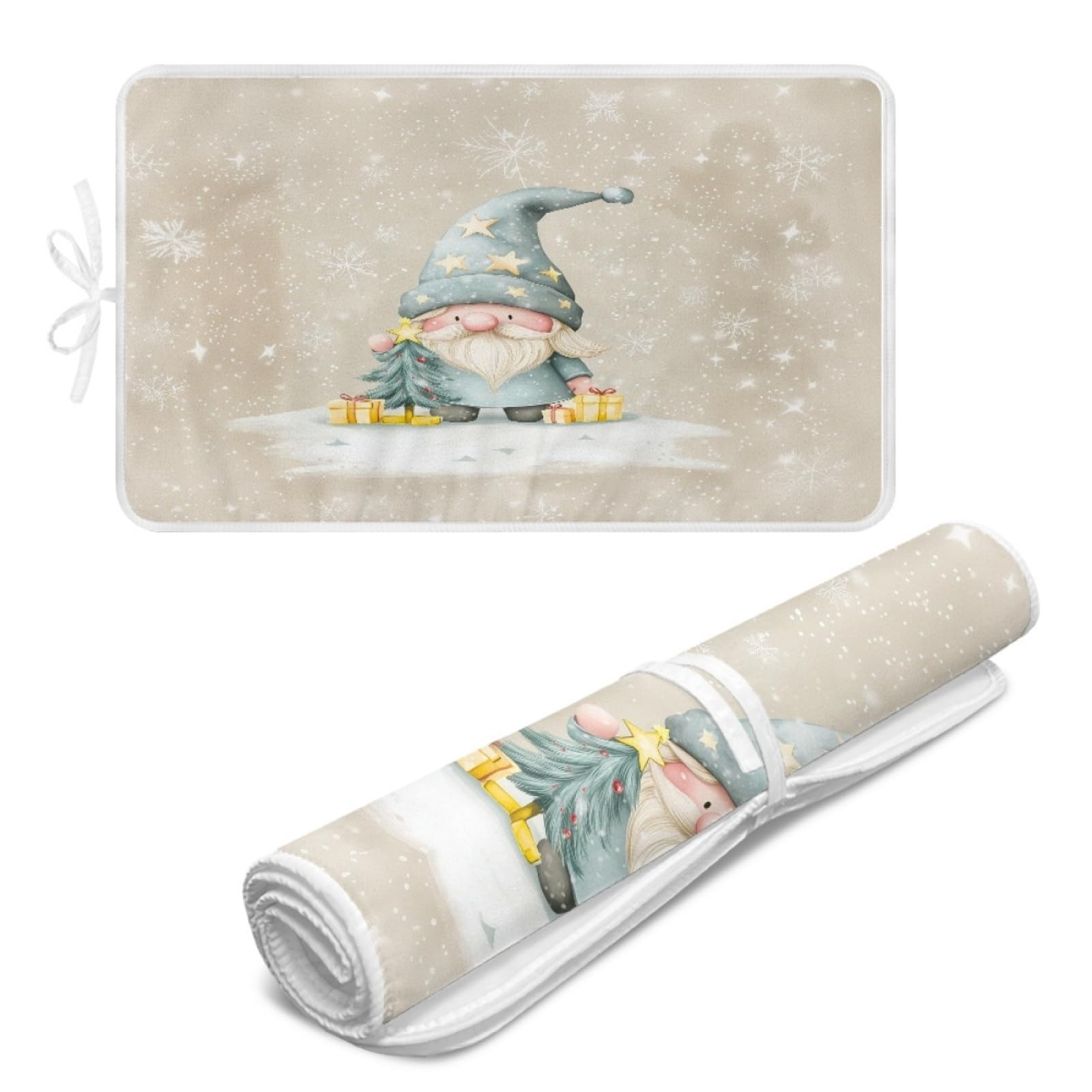Bügelmatte Beige Weihnachtssterne Bügeleinlage Faltbares Hitzebeständig Waschbar Bügelauflage für Tisch und andere Oberflächen Bügelbrett Unterlage rutschfeste Bügeldecke 80x50cm (2 Stück)