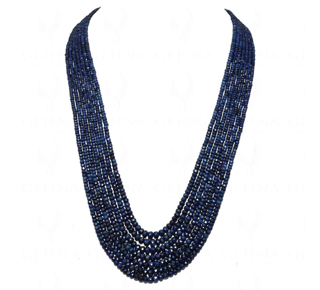 gehna 7 Lines 773 Carats Blue Sapphire Gemstone Faceted Beads Necklace NL1006-picture-26