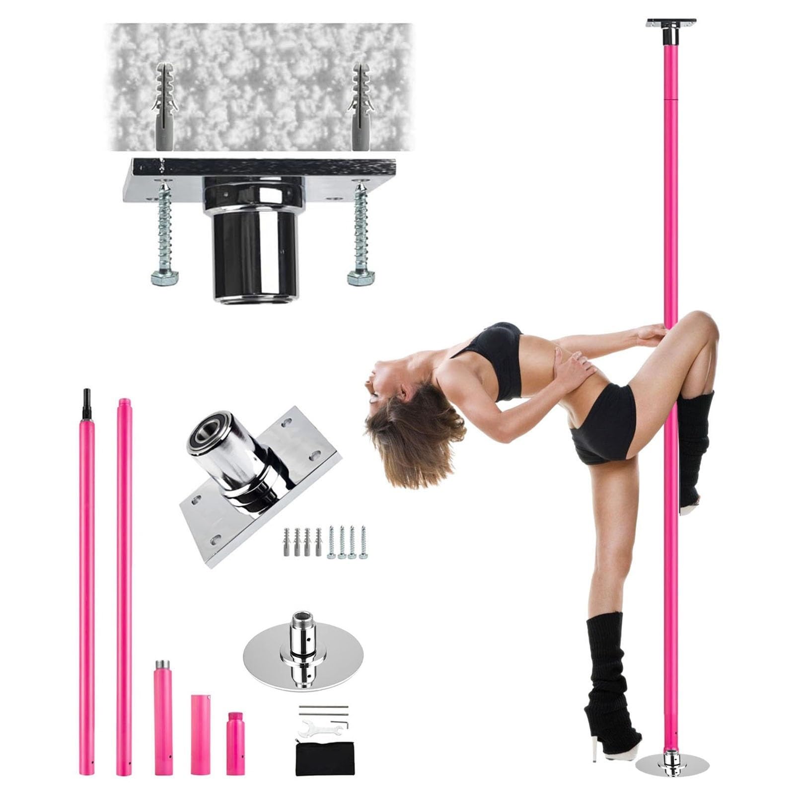 Barra Pole Dance Poste de Baile Permanente de Silicona Premium, Barra de Baile Independiente para Techos Altos, Barra de Stripper de 7,5 a 12,3 Pies para Entrenamiento de Cuerpo Completo ( Color : 2.3