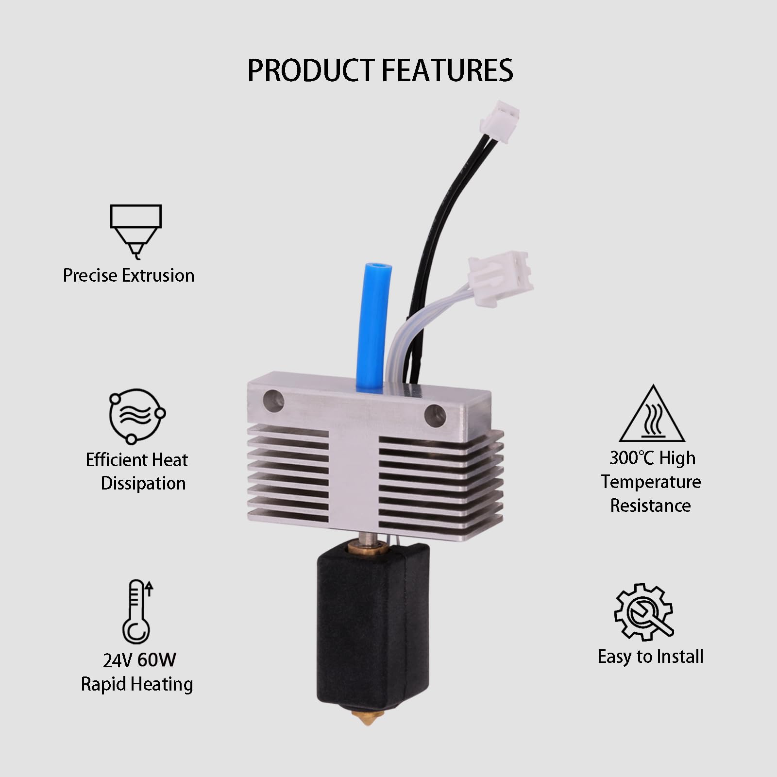 Kit Hotend per Elegoo Neptune 4 Plus, Neptune 4 Max, estrusore 3D Printer Print Head Extruder Hot End Kit Heating Block Kit con 5 pezzi extra 0,4 mm in ottone e 1 cover in silicone