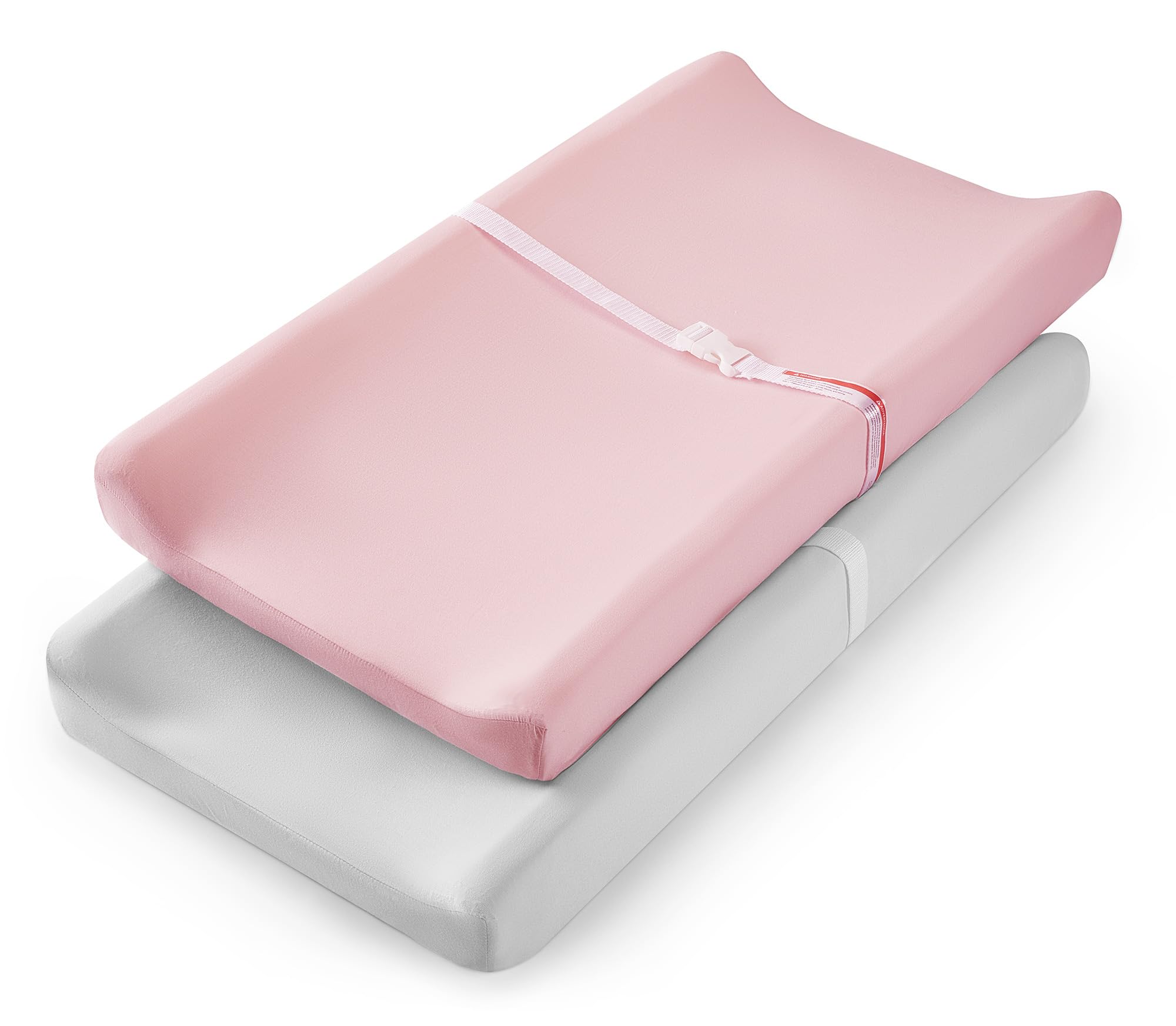 TILLYOU Jersey Knit Ultra Soft Changing Pad Cover Set Cradle Seat Unisex Change Table Sheet for Baby, Girl, Girls and Boys - 32"/34" x 16" - Comfortable Cozy Hypoallergenic - 2 Pack 2 Pack Peach Pink