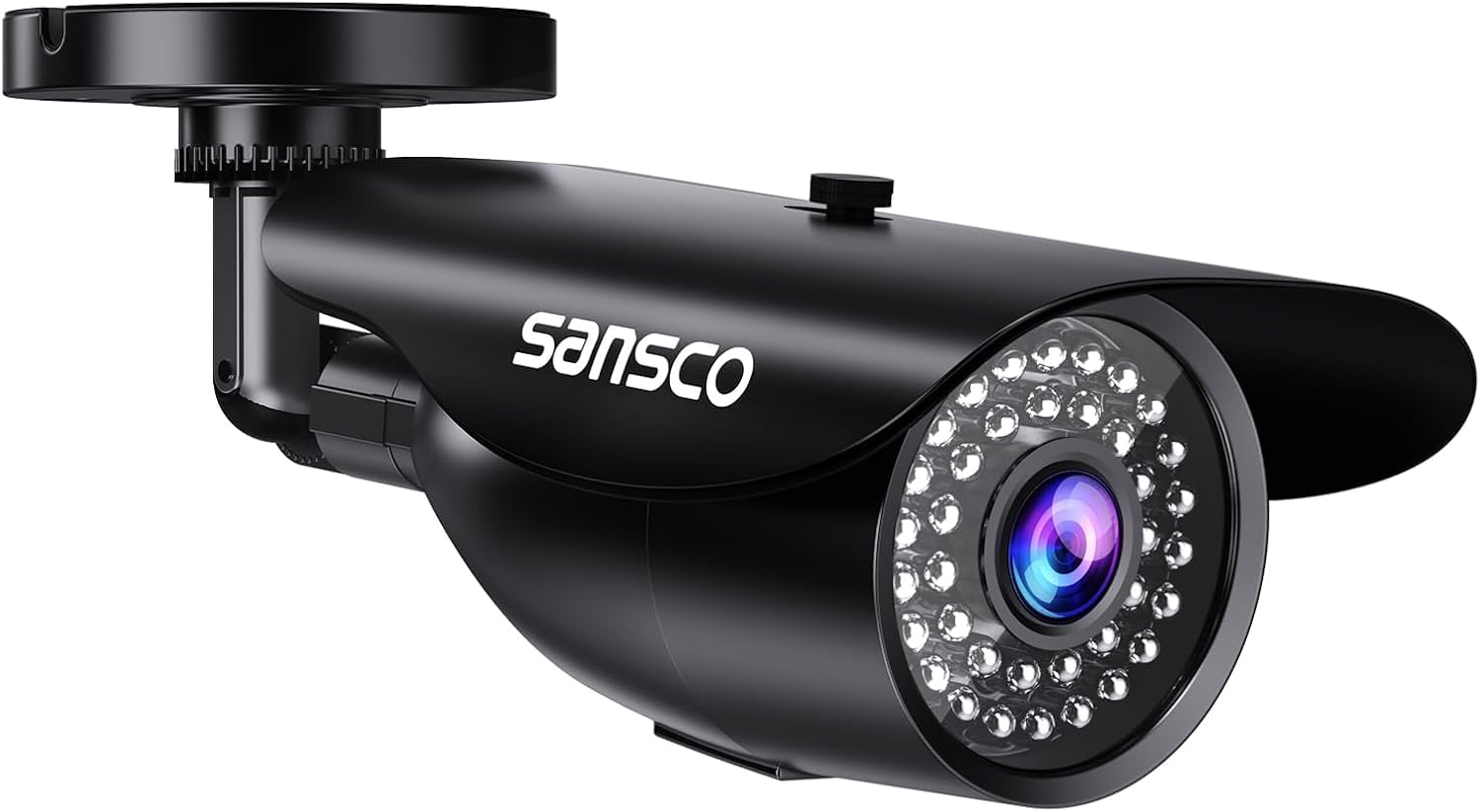 SANSCO Super FHD 1080p Security CCTV Bullet Camera for Surveillance System, 1920x 1080 Pixels, Night Vision, 3.6mm Lens Weather and Vandal Proof Casing, Black (Non-WiFi)