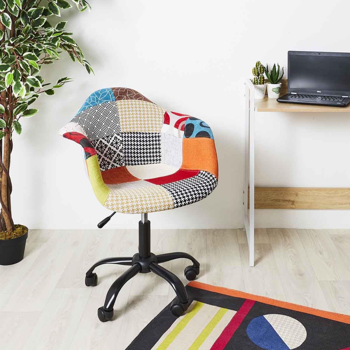 Fauteuil de Bureau Patchwork 86cm Multicolore