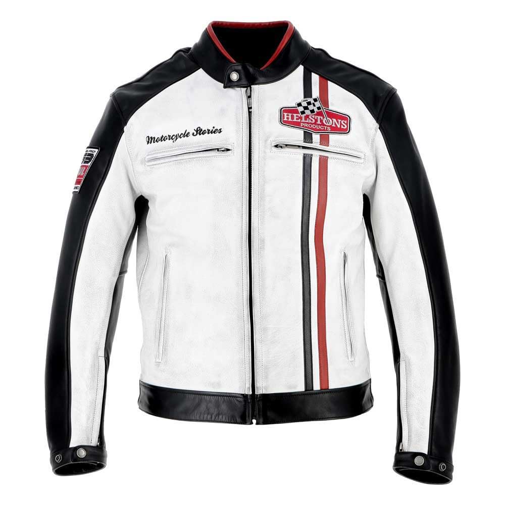 HELSTONS Jay Motul Edition Giacca in pelle moto, nero/bianco, 2XL