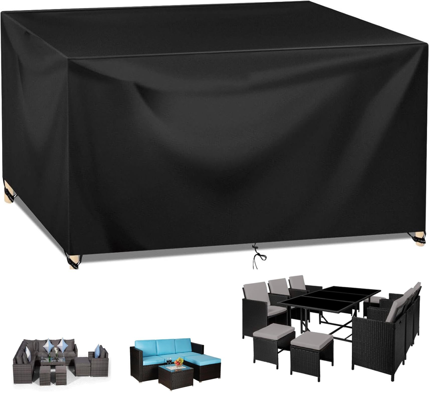 Coperture Per Mobili Da Giardino Copertura Tavolo Sedie Esterno Telo Copri Tavoli Da Terrazza Quadrato 600d Oxford Copritavolo Esterno Impermeabile Anti-Uv Antivento 200x200x75cm(LxBxH)