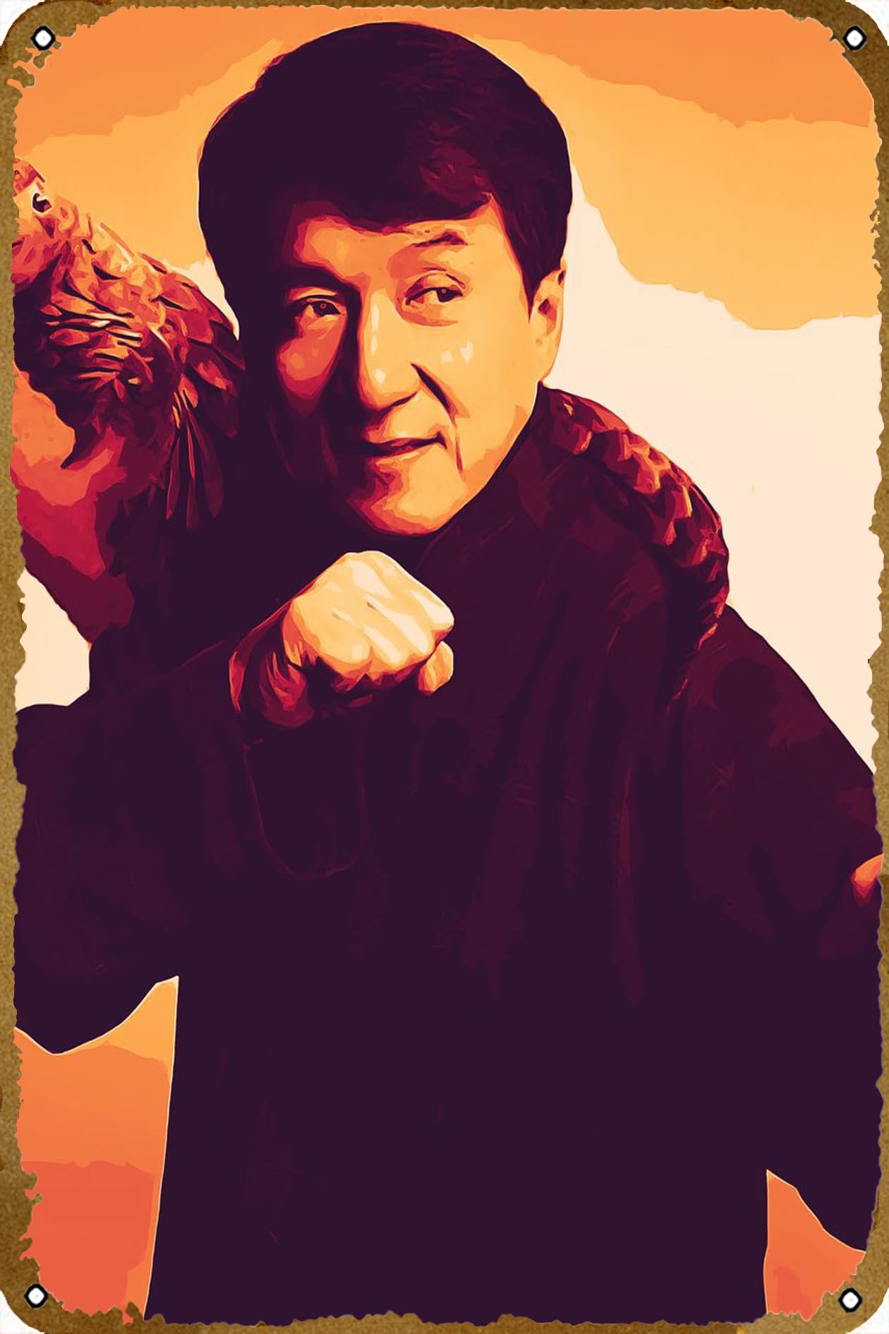 Jackie Chan Actor Poster Retro Metal Tin Sign Wall Home Wall Art Metal Tin Sign,cave,bar,Club,Home Wall Art Metal Tin Sign 8x12 Inches