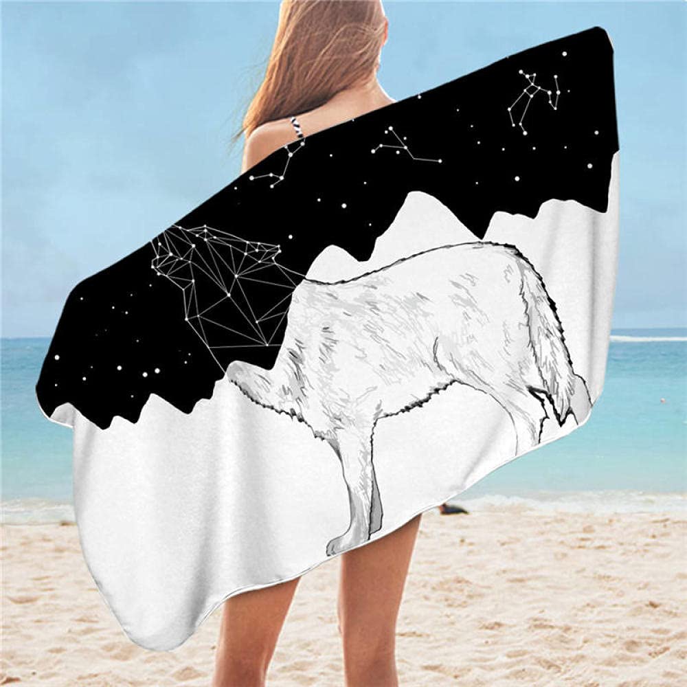 Serviette de bain loup grand format 75x150cm pour sécher rapidement