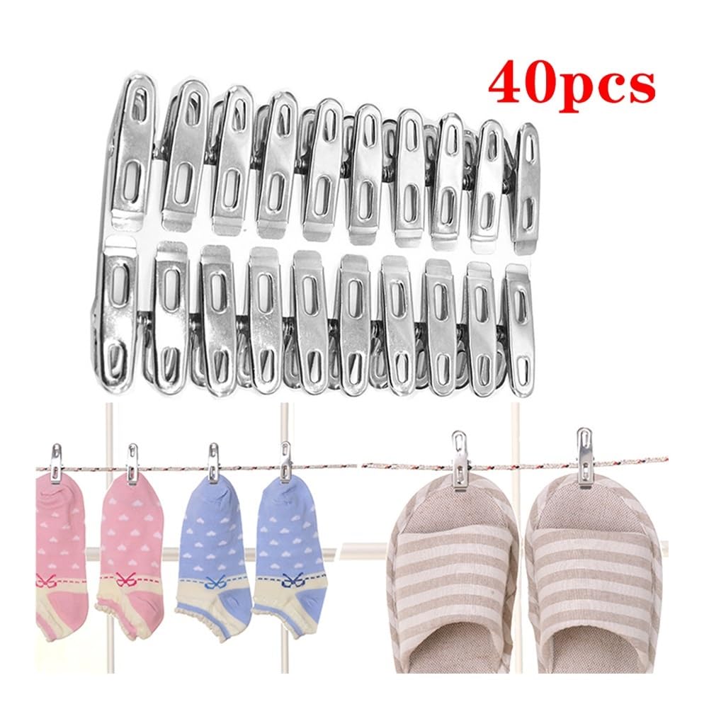 Wäscheklammern, Edelstahl-Wäscheklammern, 40 Stück, Edelstahl-Clips, Kleidung, Fotopapier, Wäscheklammern, Wäscheklammern
