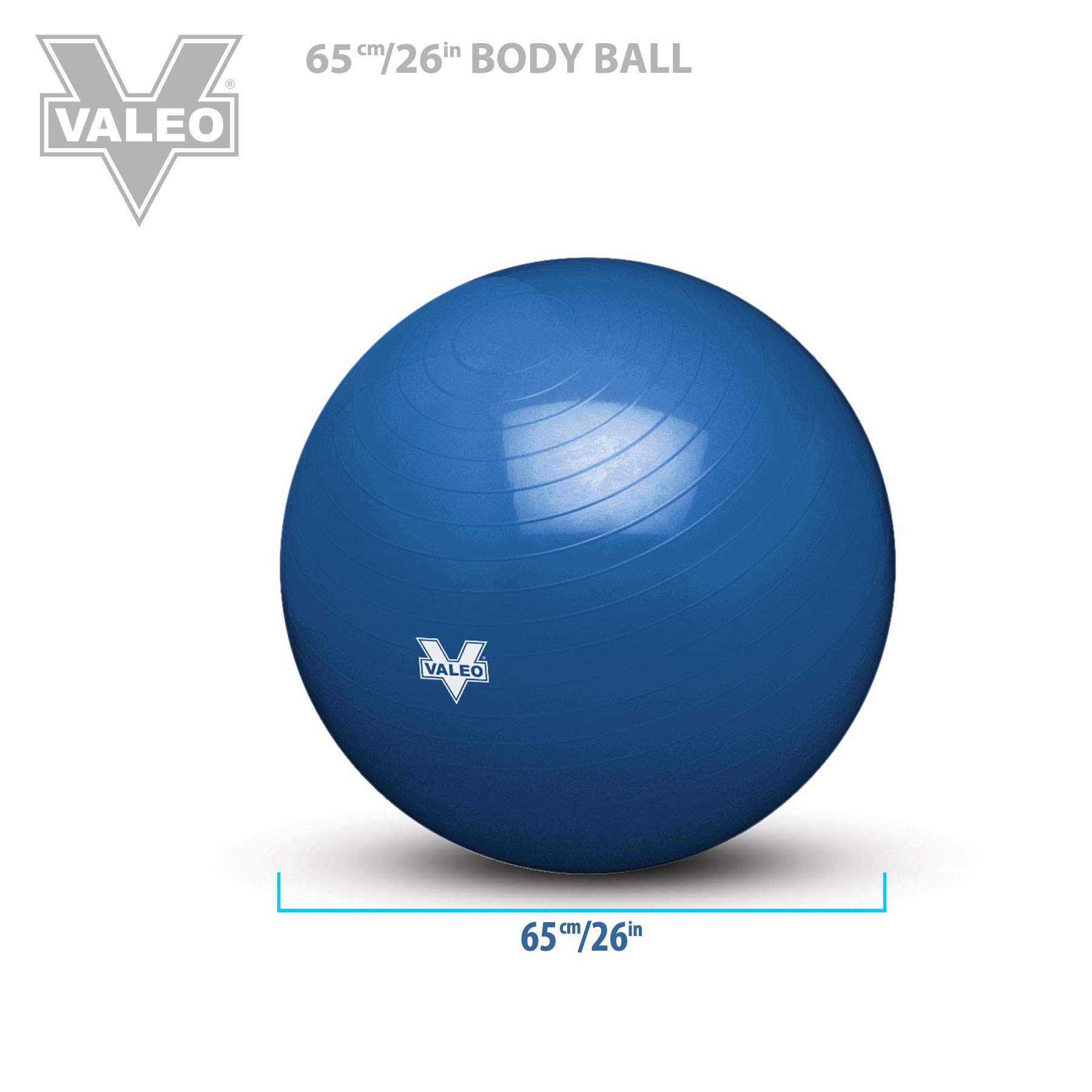 Gym Ball Valeo 65 Cm – Ballon De Fitness Avec Pompe Et Poster – Bleu