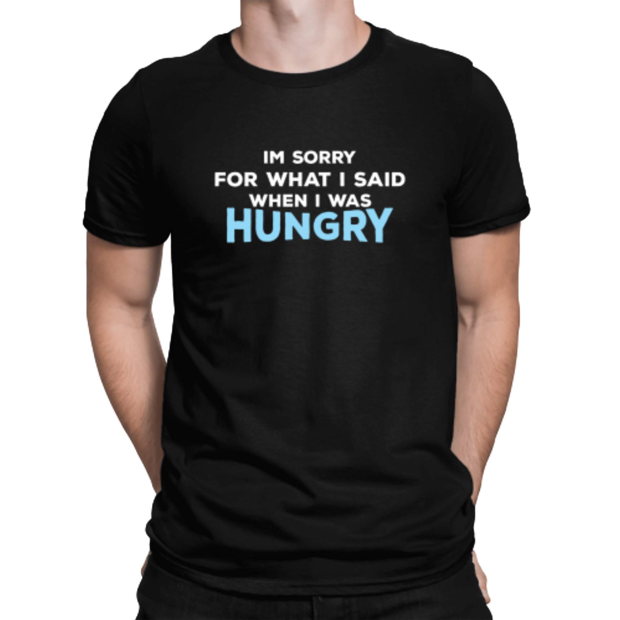 Idiotic World Hungry Foodie T-Shirt for Men and Women (Black)