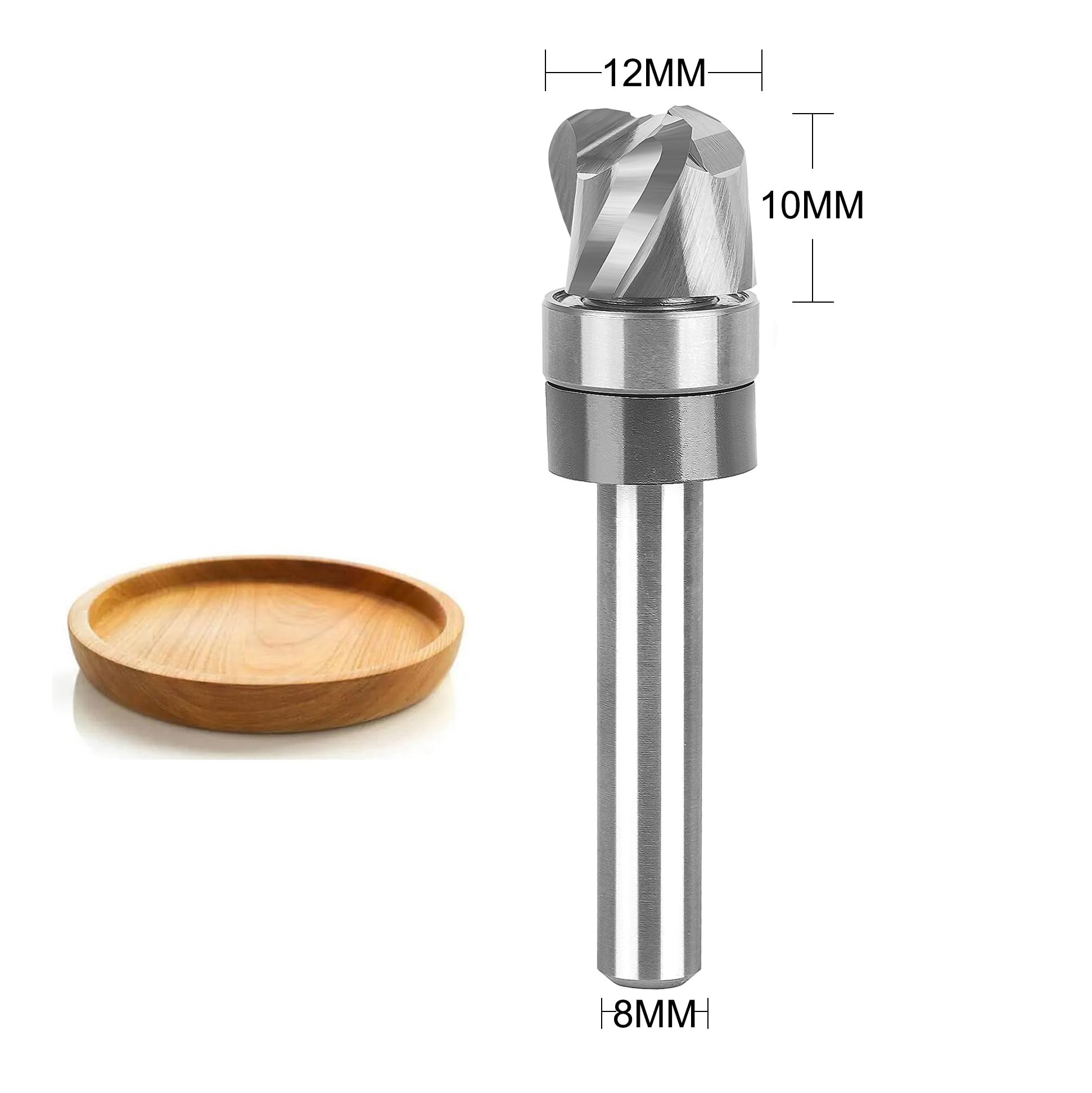 SpeTool Fraise à rondelle et à rondelle Fraise creuse 8 mm Tige Modèle de rondelle Fraise Modèle Fraise à rainurer 12 mm Diamètre de coupe 3 flûte Fraise à bois pour toupie pour outils de travail du