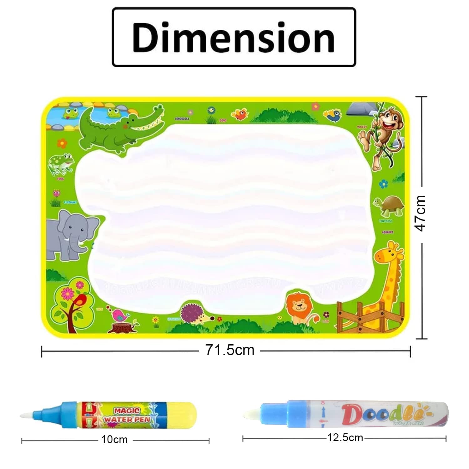 SWIREUK Rubber Water Doodle Mat for Kids - Combo of 3 Pcs, Reusable Gift for Kids Age 3 to 7 | Mess Free Water Drawing for Toddlers | Learning and Educational Doodle Mat for Girls | Magic Pen 1