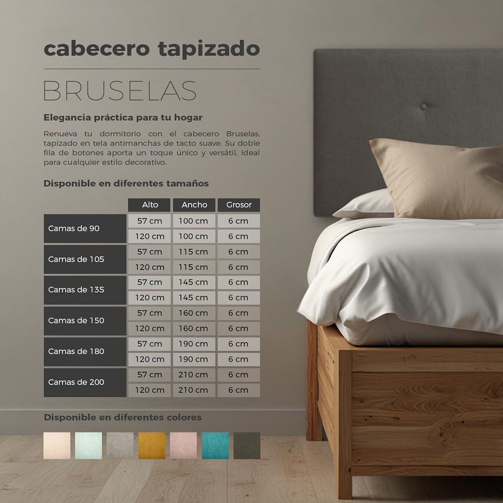 SUENOSZZZ-ESPECIALISTAS DEL DESCANSO Cabecero de Cama Bruselas tapizado en Tela para Camas de 80 (90 x 120 cm) Tela Beige