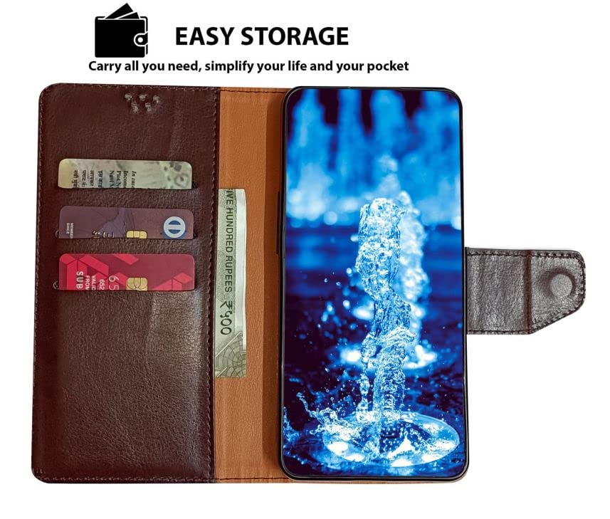 Image of SBMS Flip Cover Back Case Cover for Vivo Y27 with Magnatic Closure | Inbuilt Stand | Card & Money Pocket (Coffe Brown)