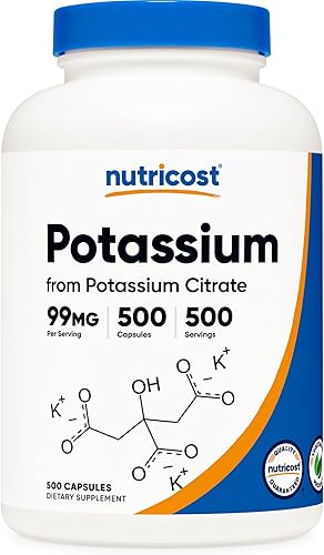 Nutricost Citrato de potasio 99 mg 500 cápsulas